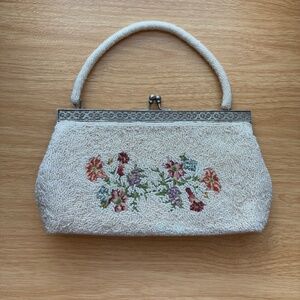 Vintage beaded floral tapestry purse